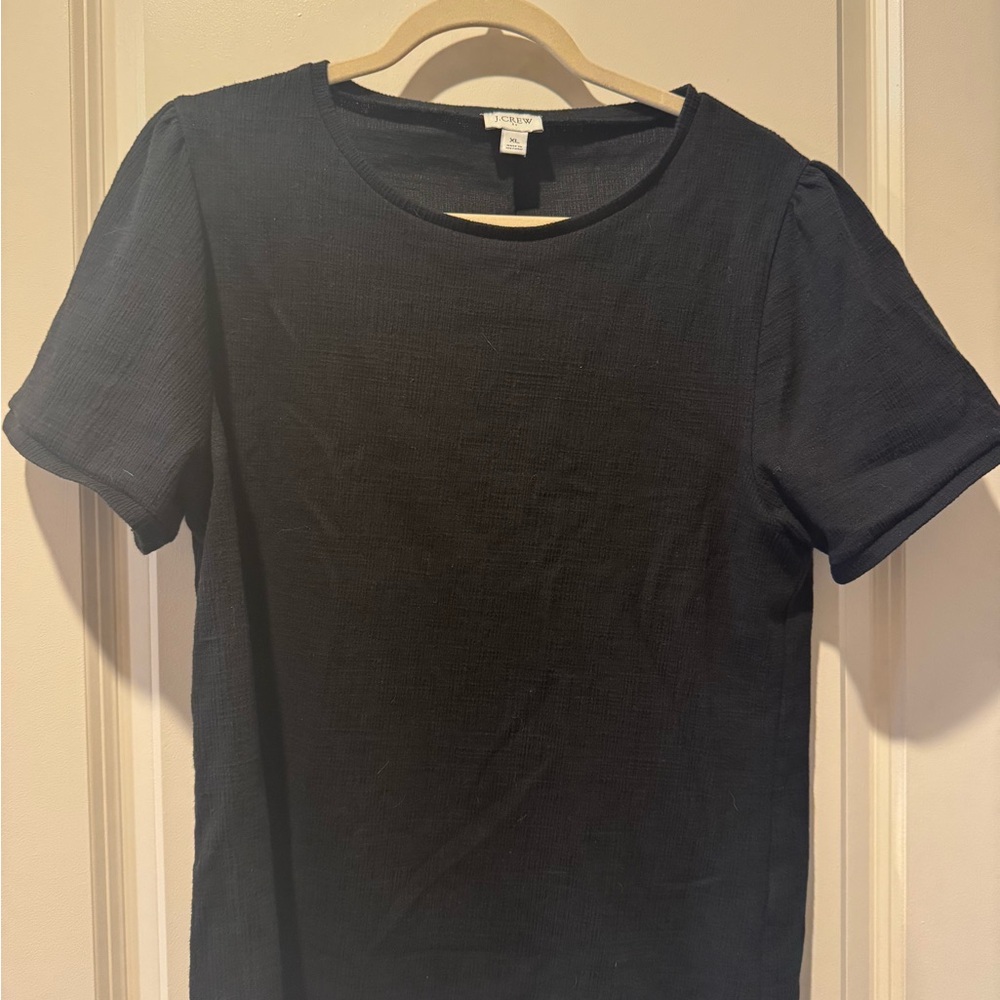 J.Crew Black Textured Short Sleeve Top - XL